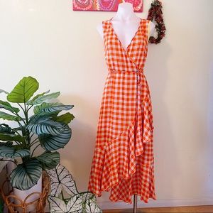 Diane Von Furstenberg Orange Gingham Dress